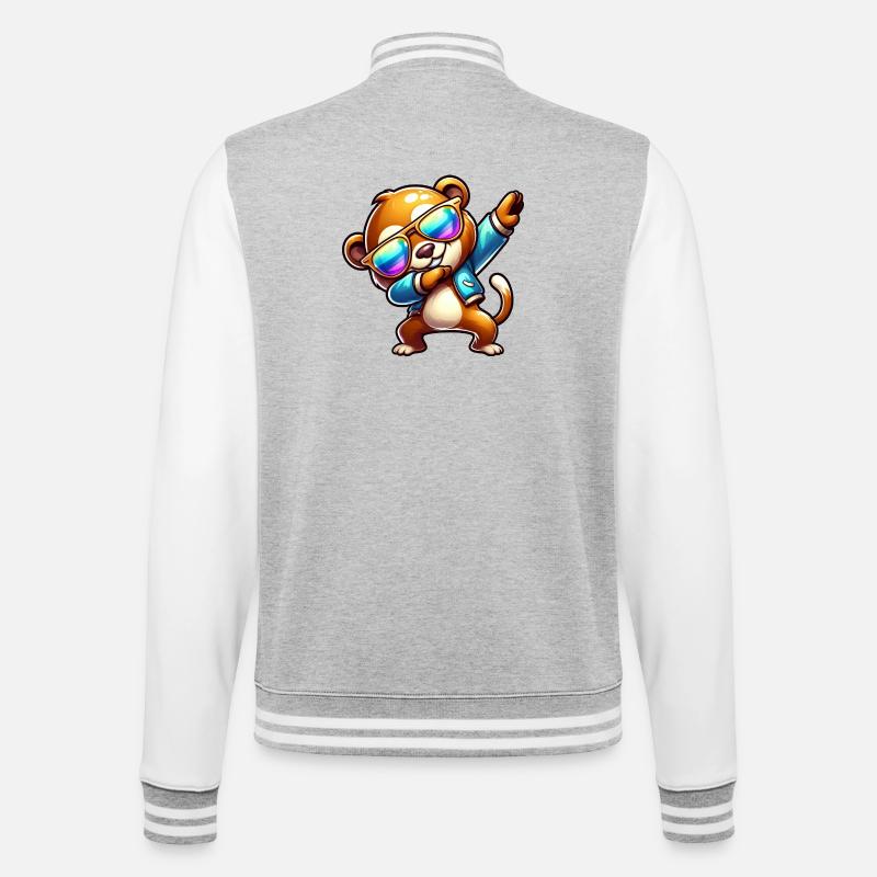 Cool Bear Dabbing Sunglasses Rainbow - College Sweat Jacket - heather grey/white