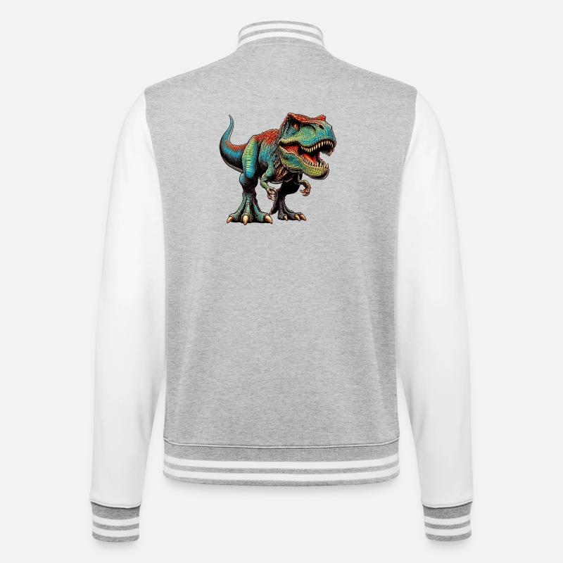Dinosaur - College Sweat Jacket - heather grey/white