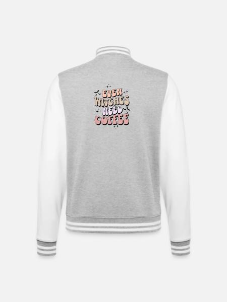 Sogar Hexen brauchen Kaffee zu Halloween - College-Sweatjacke - Grau meliert/Weiß