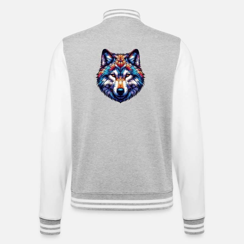 Wolf - College Sweat Jacket - heather grey/white