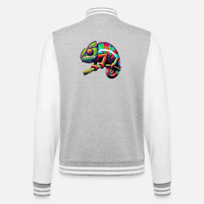 Chamäleon - College-Sweatjacke - Grau meliert/Weiß