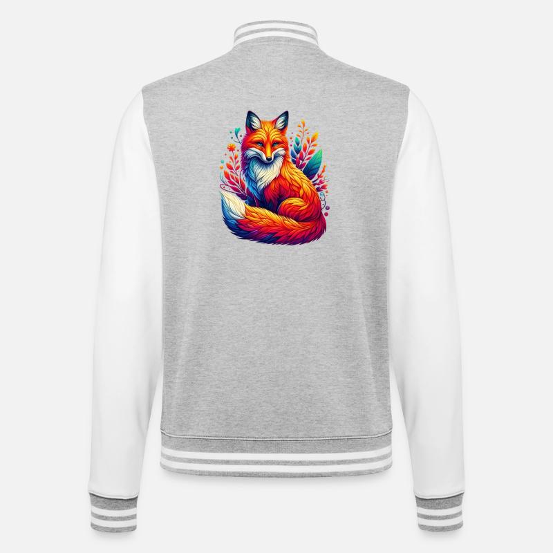 Fuchs - College-Sweatjacke - Grau meliert/Weiß