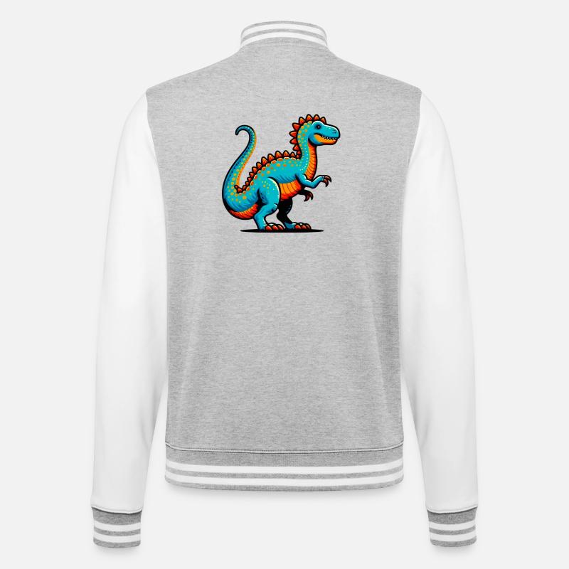 Dinosaurier - College-Sweatjacke - Grau meliert/Weiß
