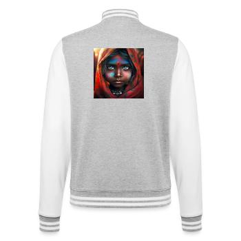 Hindu Child Portrait - College Sweat Jacket - heather grey/white - Back - Marisol (170cm)
