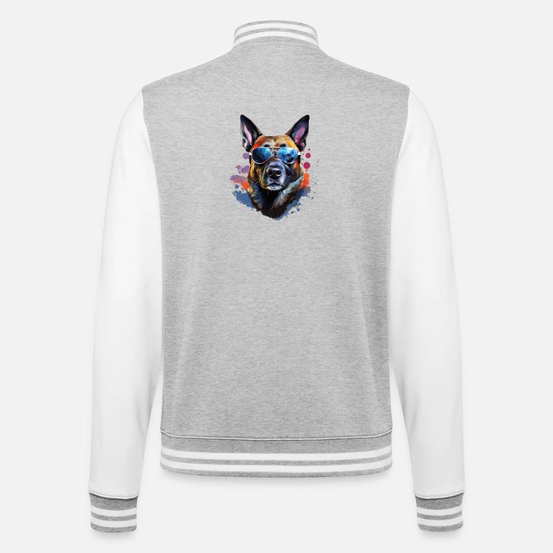 Malinois avec lunettes de soleil - Veste Teddy - gris chiné / blanc