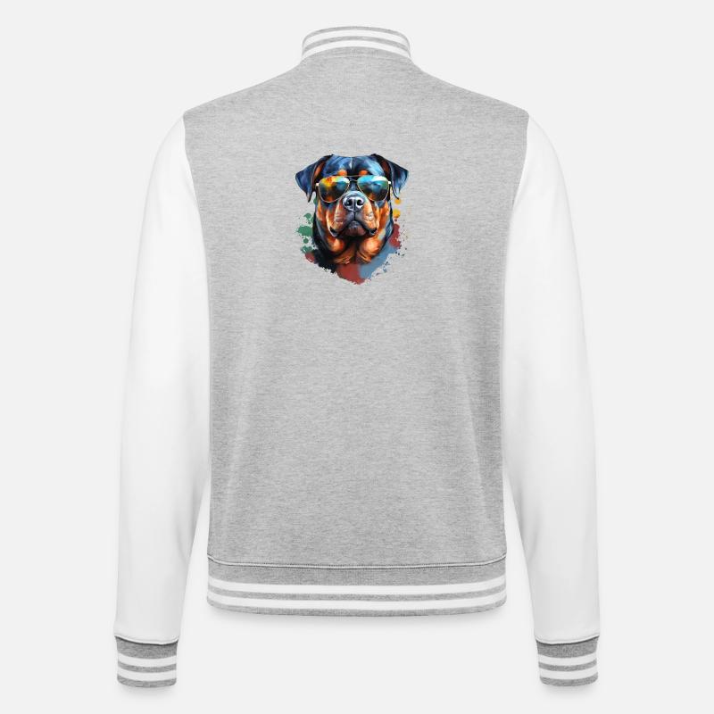 Rottweiler avec lunettes de soleil - Veste Teddy - gris chiné / blanc