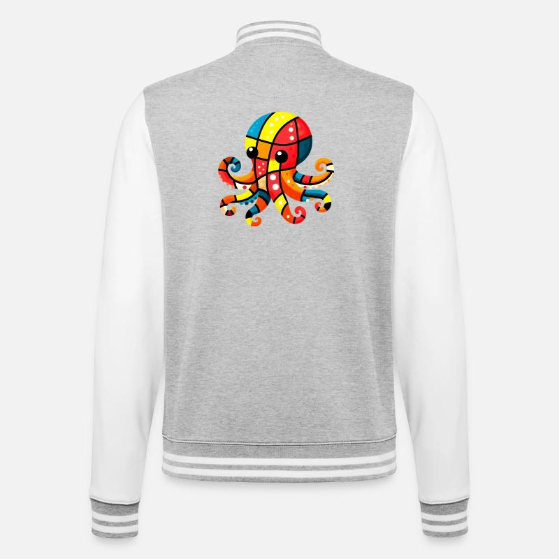 Pieuvre - Veste Teddy - gris chiné / blanc