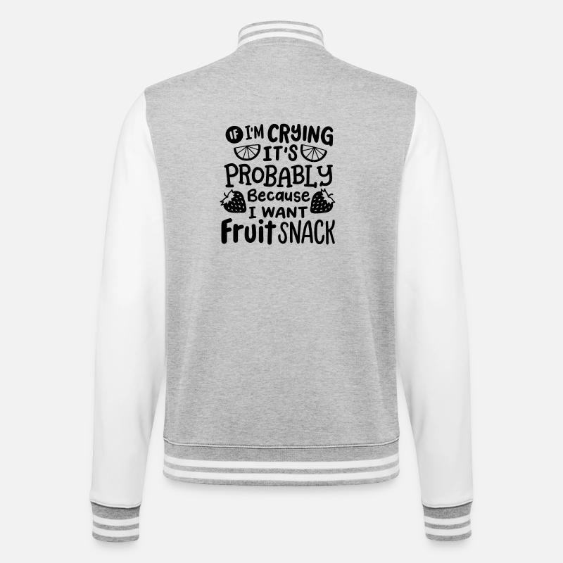 Fruchtsnacks - College-Sweatjacke - Grau meliert/Weiß