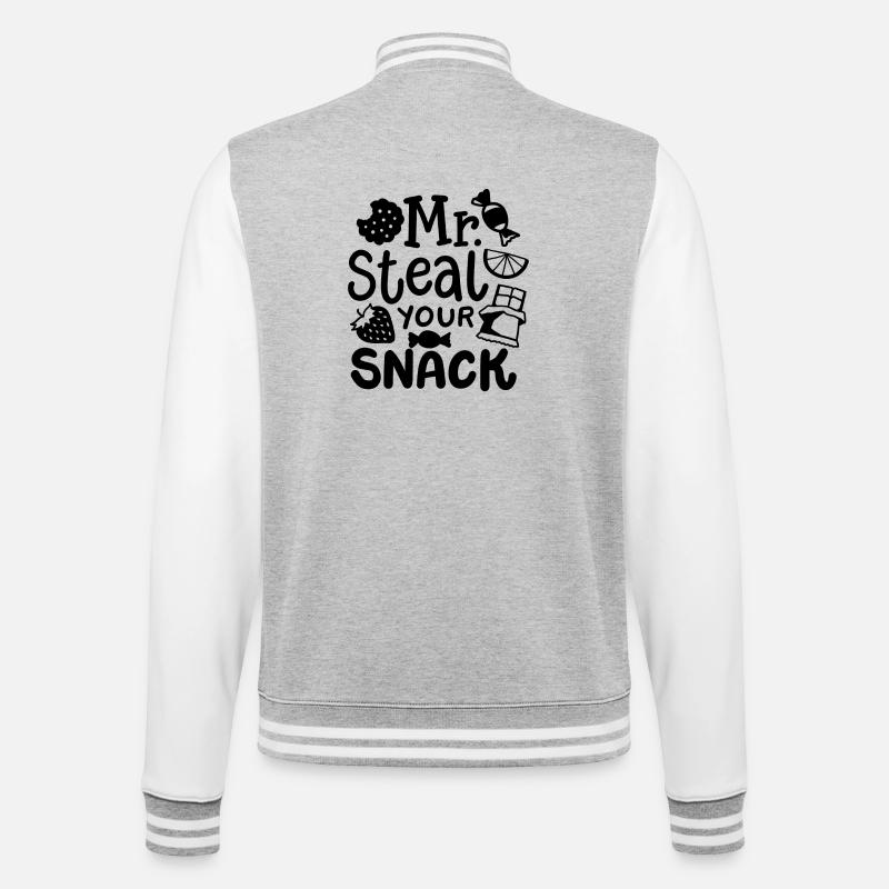 Snacks Essen Snack - College-Sweatjacke - Grau meliert/Weiß