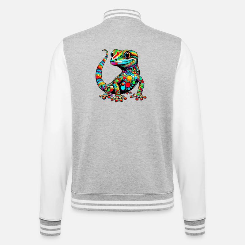 Gecko - Veste Teddy - gris chiné / blanc