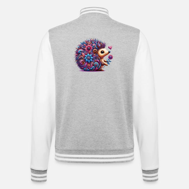Hedgehog - College Sweat Jacket - heather grey/white