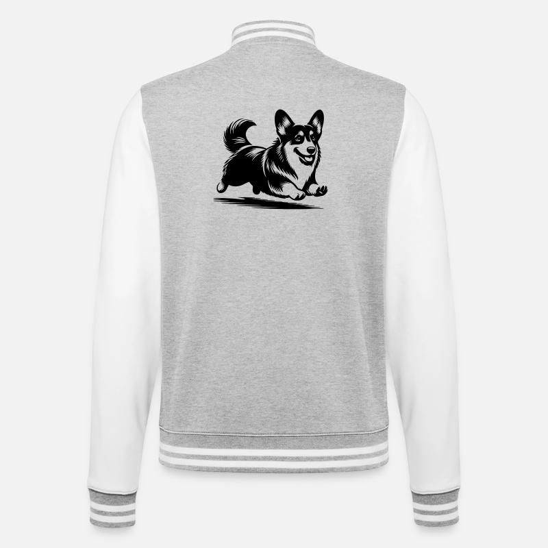 Welsh Corgi - College-Sweatjacke - Grau meliert/Weiß
