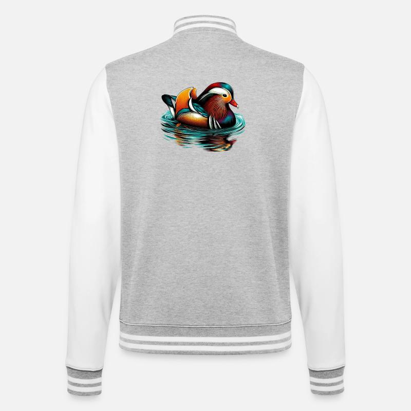 Mandarinente - College-Sweatjacke - Grau meliert/Weiß