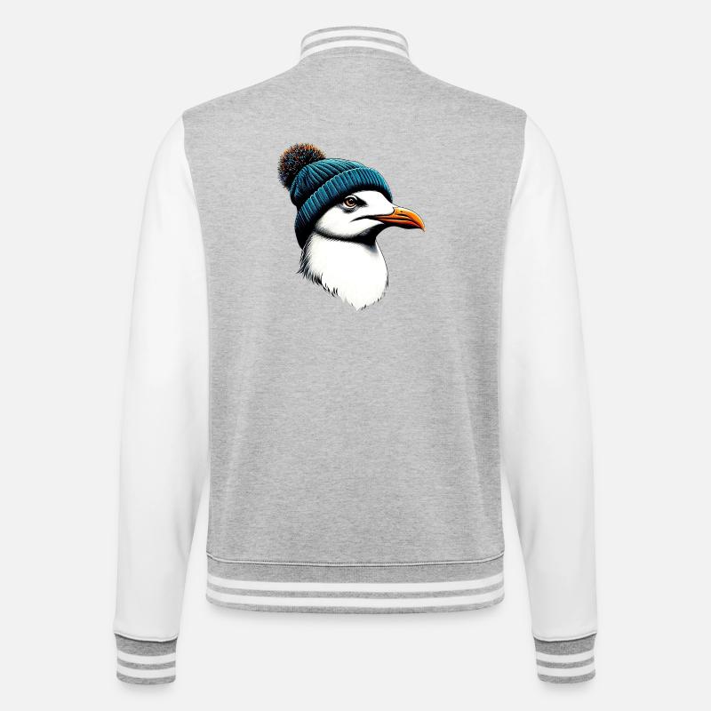 Möwe - College-Sweatjacke - Grau meliert/Weiß