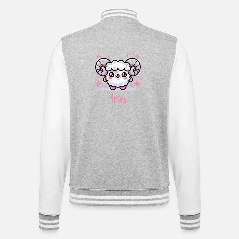 Süße Aries Sternzeichen Astrologie Geschenk - College-Sweatjacke - Grau meliert/Weiß