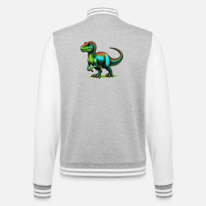 Dinosaur - College Sweat Jacket - heather grey/white