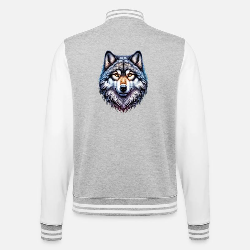 Wolf - College Sweat Jacket - heather grey/white