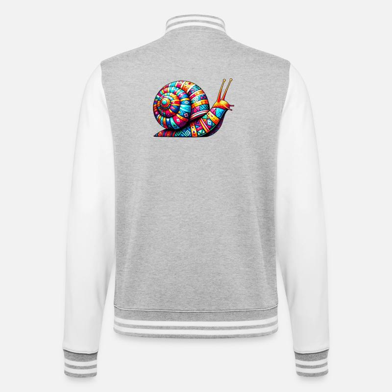 Schnecke - College-Sweatjacke - Grau meliert/Weiß