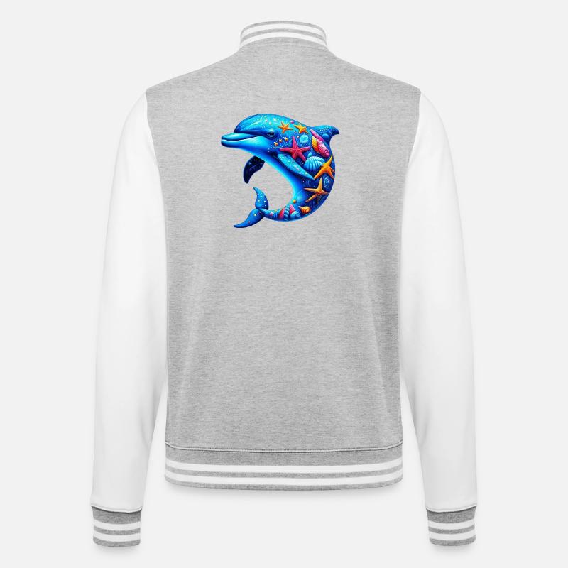 Dolphin - College Sweat Jacket - heather grey/white