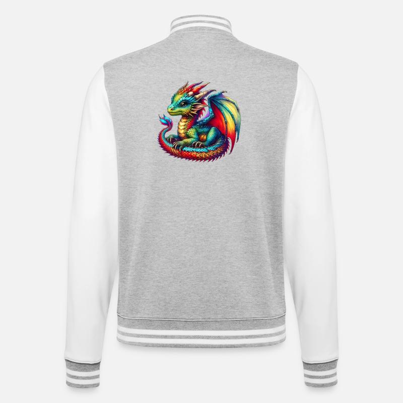 Drache - College-Sweatjacke - Grau meliert/Weiß