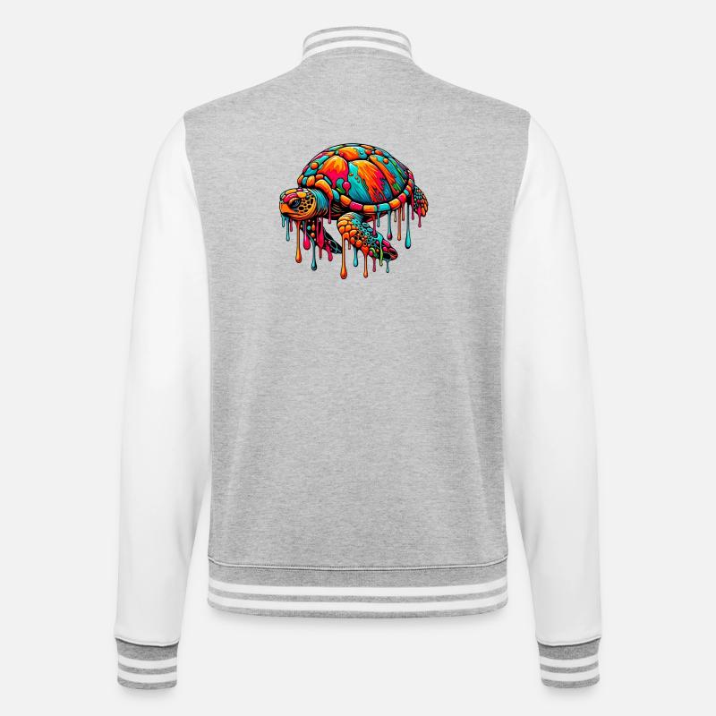 Schildkröte - College-Sweatjacke - Grau meliert/Weiß