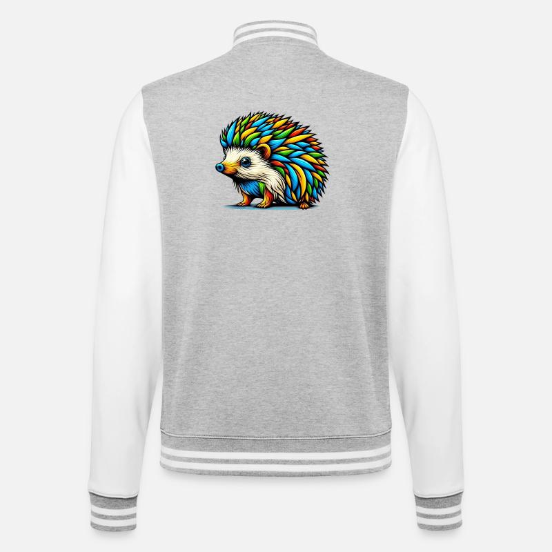 Igel - College-Sweatjacke - Grau meliert/Weiß