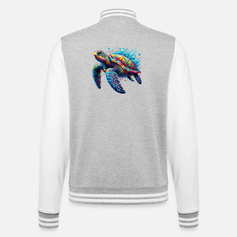 Schildkröte - College-Sweatjacke - Grau meliert/Weiß