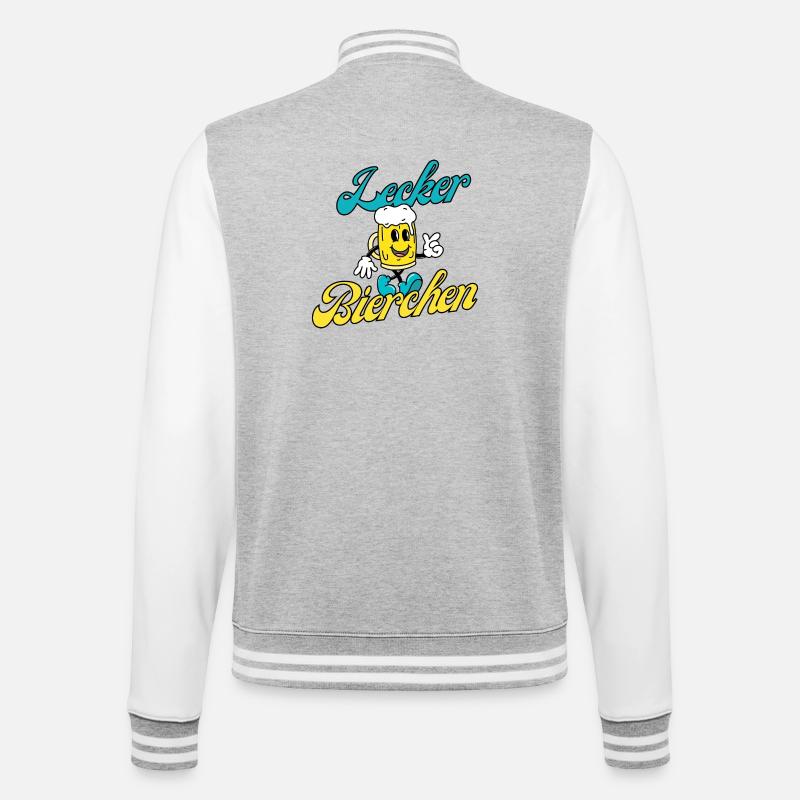 Lecker Bierchen - College-Sweatjacke - Grau meliert/Weiß