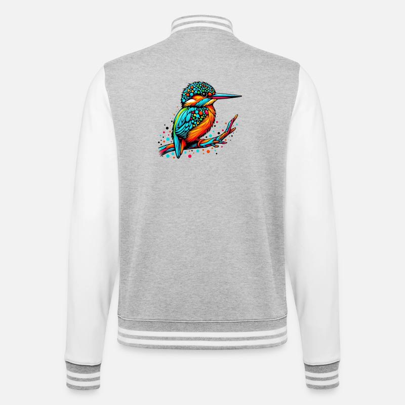 Eisvogel - College-Sweatjacke - Grau meliert/Weiß