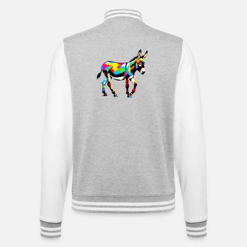 Mule âne - Veste Teddy - gris chiné / blanc