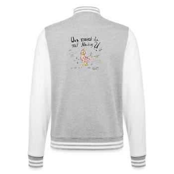 Un oiseau en mue dans le vent d’automne en couleur - Veste Teddy - gris chiné / blanc - Dos - Marisol (170cm)