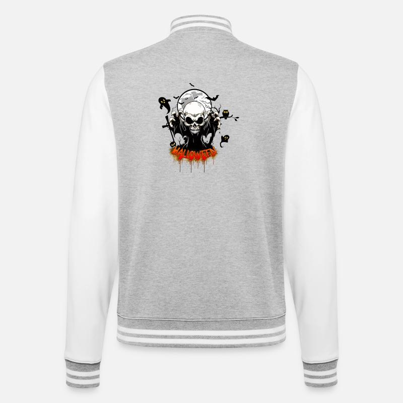 Skull with sharp teeth - College Sweat Jacket - heather grey/white