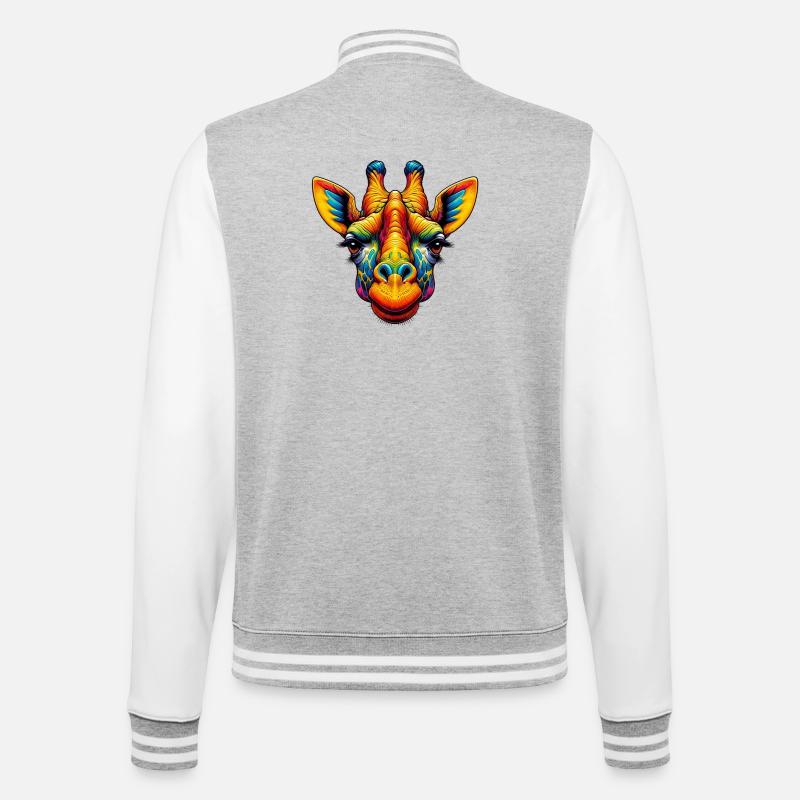 Giraffe - College-Sweatjacke - Grau meliert/Weiß