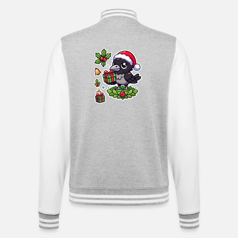 Festive Crow Fester - College-Sweatjacke - Grau meliert/Weiß