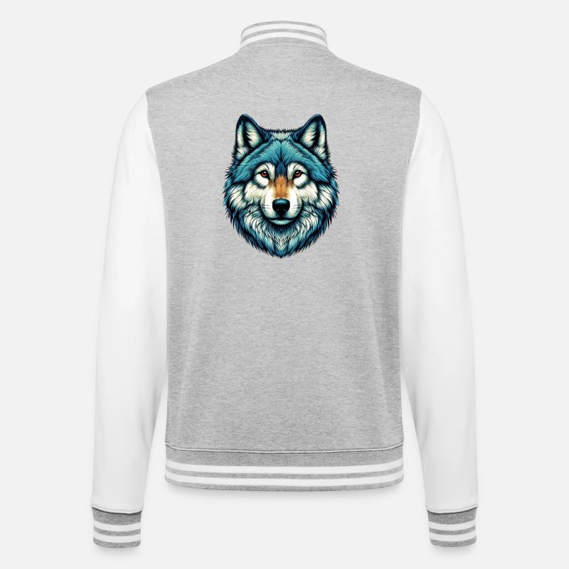 Wolf - College-Sweatjacke - Grau meliert/Weiß