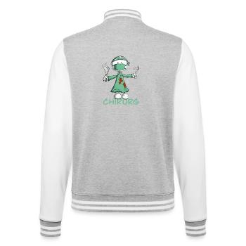 Chirurg Strichmännchen Cartoon - College-Sweatjacke - Grau meliert/Weiß - Hinten - Marisol (170cm)