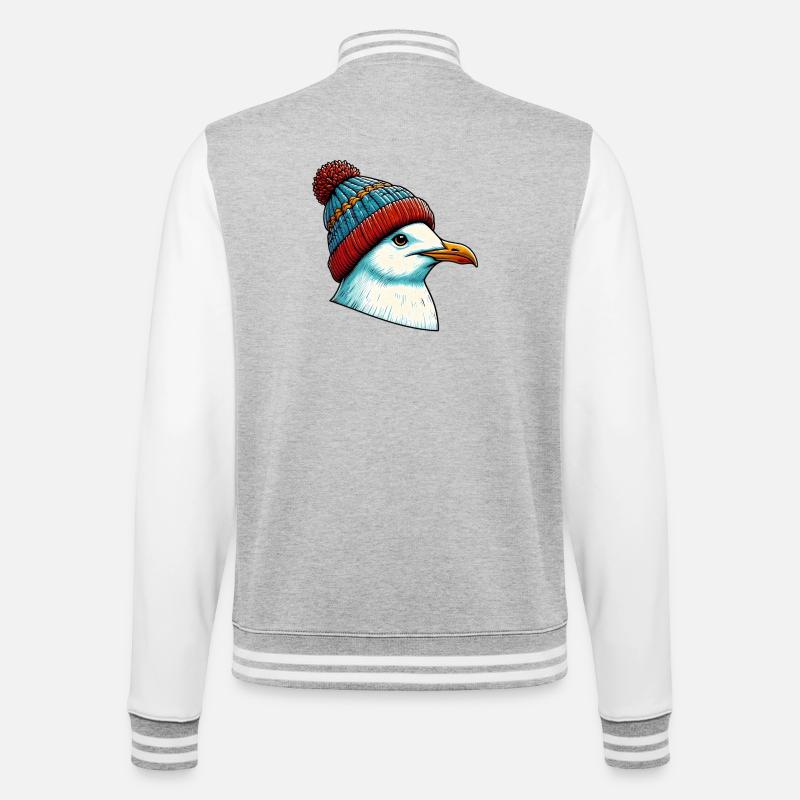 Möwe - College-Sweatjacke - Grau meliert/Weiß