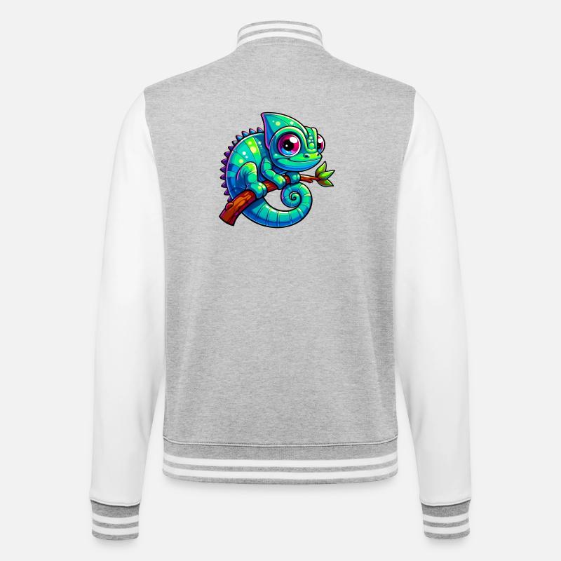 Chamäleon - College-Sweatjacke - Grau meliert/Weiß