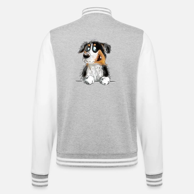 Funny Australian Shepherd Black Tri - College-Sweatjacke - Grau meliert/Weiß