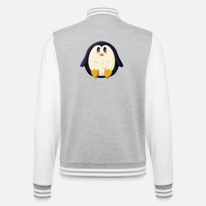 Pummeliger Pinguin - College-Sweatjacke - Grau meliert/Weiß