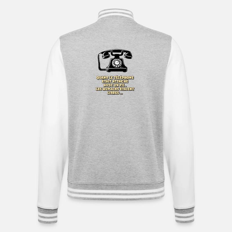 When the phone had a wire - College Sweat Jacket - heather grey/white