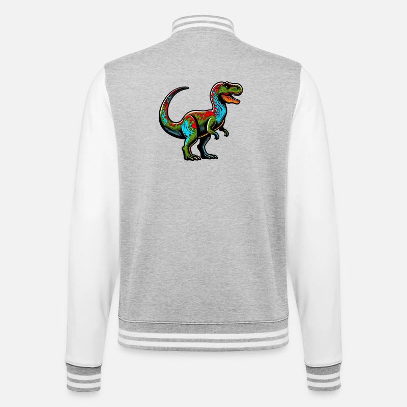 Dinosaurier - College-Sweatjacke - Grau meliert/Weiß
