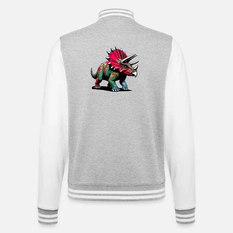 Dinosaur - College Sweat Jacket - heather grey/white