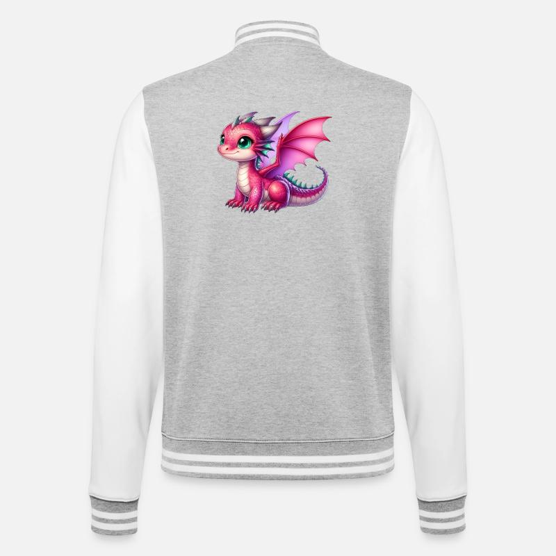 Drache - College-Sweatjacke - Grau meliert/Weiß