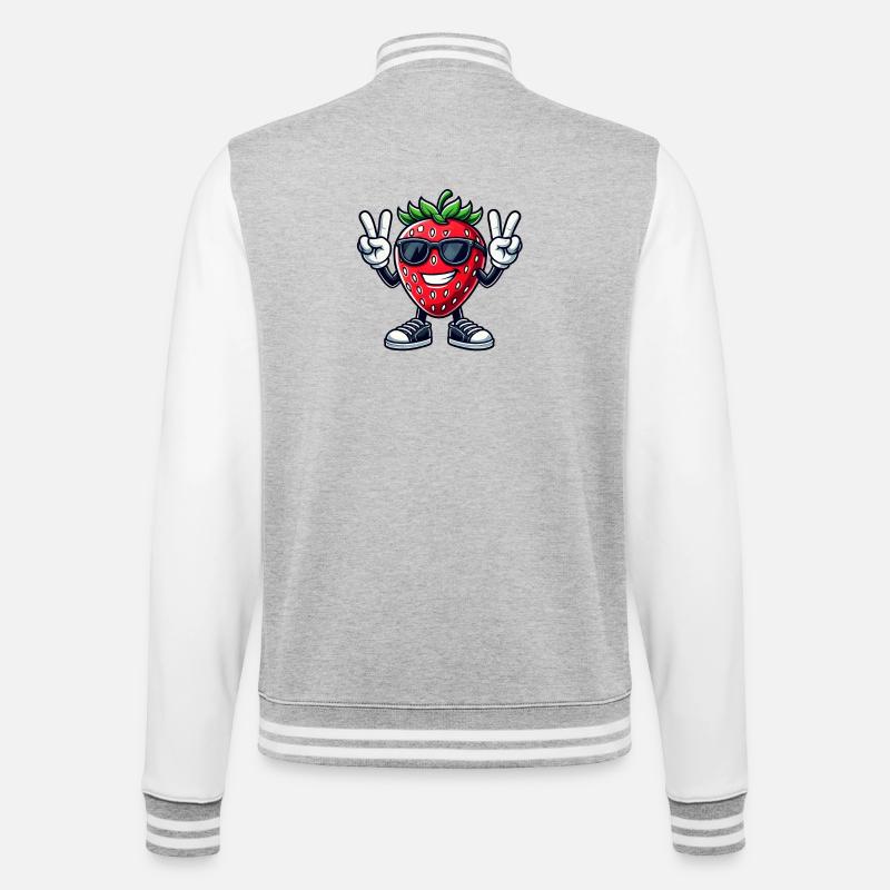 fraise sucrée dessin animé fruit de la paix fruité - Veste Teddy - gris chiné / blanc