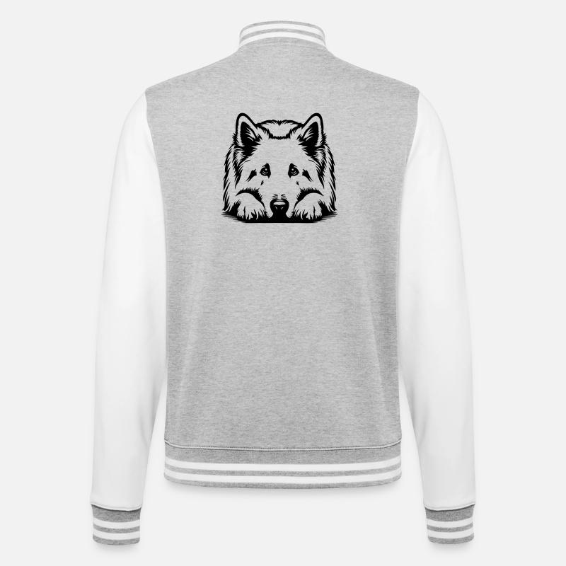 Schweizer Schäferhund - College-Sweatjacke - Grau meliert/Weiß