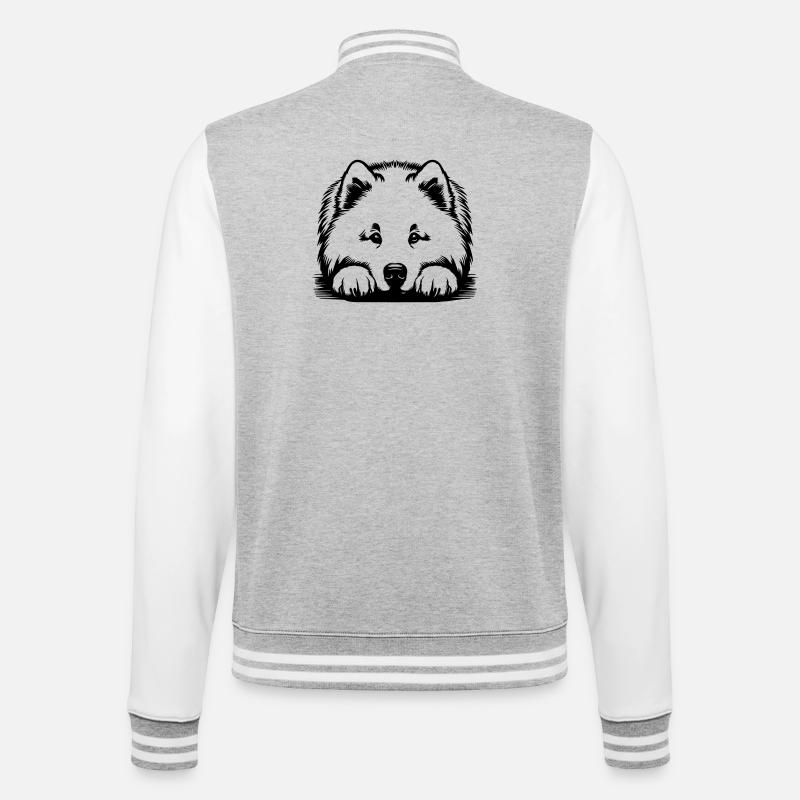Samoyed head with paws - College Sweat Jacket - heather grey/white