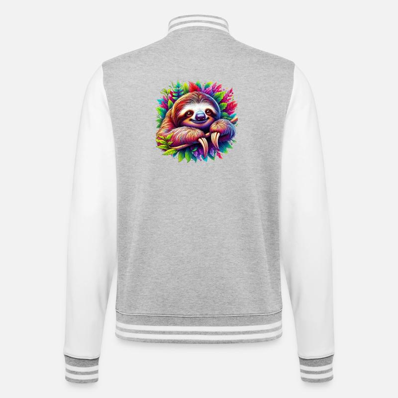 Faultier - College-Sweatjacke - Grau meliert/Weiß