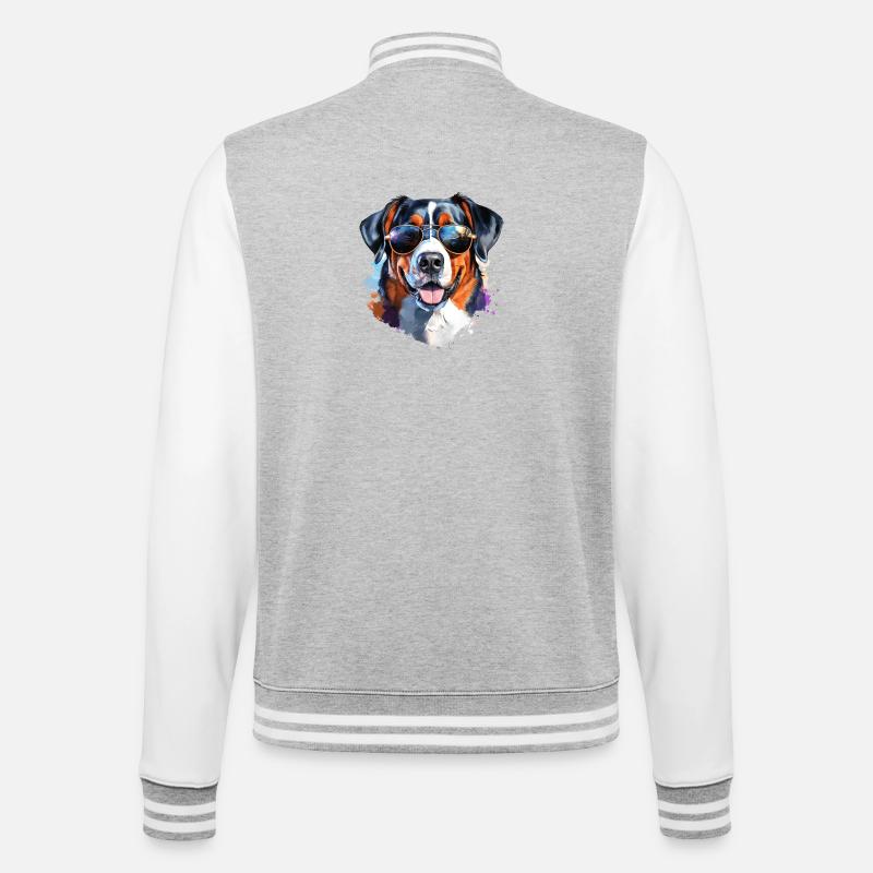 Entlebucher avec lunettes de soleil - Veste Teddy - gris chiné / blanc