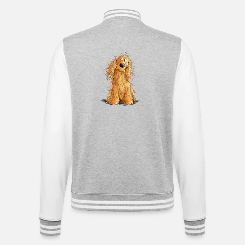 Happy Cocker Spaniel - College-Sweatjacke - Grau meliert/Weiß